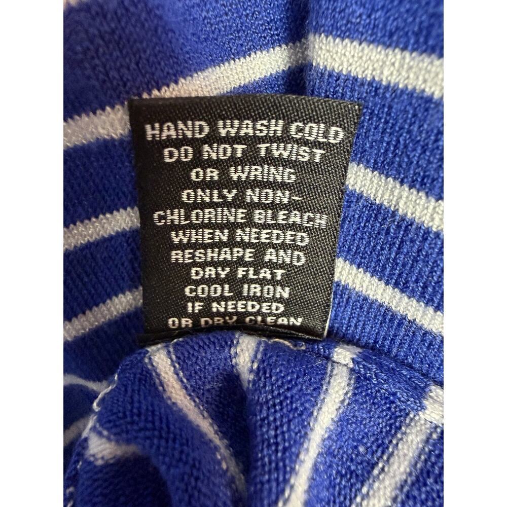 Premise Women's Short Sleeve Blue White Stripe Lightweight Sweater Top Size L - Picture 5 of 7